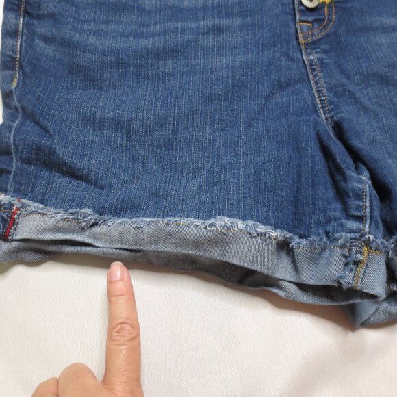 TORRID womens SHORTS denim JEAN blue HIGH WAIST button-fly FRAYED SIZE 18 - Picture 2 of 10